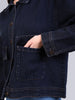 Women's Dark Blue Relaxed Fit Full Sleeve Utility Denim Jacket