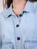 Women's Ice Blue Relaxed Fit Full Sleeve Utility Denim Jacket