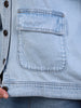 Women's Ice Blue Relaxed Fit Full Sleeve Utility Denim Jacket