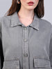 Women's Ice Grey Relaxed Fit Full Sleeve Utility Denim Jacket