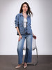Women's Light Blue Relaxed Fit Full Sleeve Utility Denim Jacket