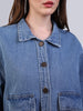 Women's Light Blue Relaxed Fit Full Sleeve Utility Denim Jacket