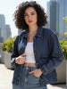 Women's Blue Relaxed Fit Full Sleeve Utility Denim Jacket