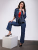 Women's Blue Relaxed Fit Full Sleeve Utility Denim Jacket