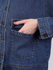 Women's Blue Relaxed Fit Full Sleeve Utility Denim Jacket