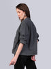 Women's Grey Relaxed Fit Full Sleeve Utility Denim Jacket