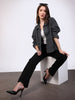 Women's Grey Relaxed Fit Full Sleeve Utility Denim Jacket