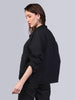 Women's Black Relaxed Fit Full Sleeve Utility Denim Jacket