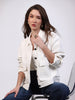 Women's White Relaxed Fit Full Sleeve Utility Denim Jacket