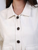 Women's White Relaxed Fit Full Sleeve Utility Denim Jacket