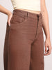 Women's Brown High Rise Loose Baggy Fit Washed Jeans Non-Stretchable