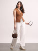 Women's White High Rise Loose Baggy Fit Washed Jeans Non-Stretchable