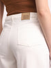 Women's White High Rise Loose Baggy Fit Washed Jeans Non-Stretchable