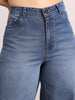 Women's Blue High Rise Loose Baggy Fit Washed Jeans Non-Stretchable