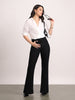 Women's Black Mid Rise Bootcut Fit Washed Jeans Stretchable