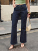 Women's Dark Blue Mid Rise Bootcut Washed Jeans Stretchable