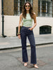 Women's Dark Blue Mid Rise Bootcut Washed Jeans Stretchable