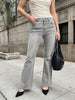 Women's Ice Grey Mid Rise Bootcut Washed Jeans Stretchable