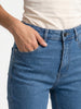 Women's Light Blue Mid Rise Bootcut Washed Jeans Stretchable