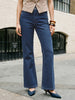 Women's Blue Mid Rise Bootcut Washed Jeans Stretchable