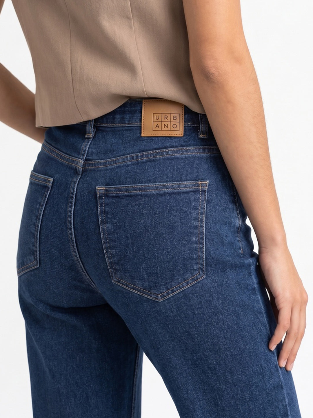 Women's Blue Mid Rise Bootcut Washed Jeans Stretchable