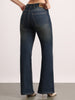 Women's Dark Blue Mid Rise Bootcut Fit Washed Jeans Stretchable
