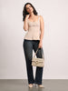 Women's Dark Blue Mid Rise Bootcut Fit Washed Jeans Stretchable