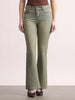 Women's Ice Blue Mid Rise Bootcut Fit Washed Jeans Stretchable