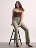 Women's Ice Blue Mid Rise Bootcut Fit Washed Jeans Stretchable