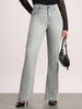 Women's Ice Grey Mid Rise Bootcut Fit Washed Jeans Stretchable