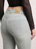 Women's Ice Grey Mid Rise Bootcut Fit Washed Jeans Stretchable