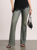 Women's Light Blue Mid Rise Bootcut Fit Washed Jeans Stretchable