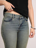 Women's Light Blue Mid Rise Bootcut Fit Washed Jeans Stretchable