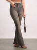 Women's Light Grey Mid Rise Bootcut Fit Washed Jeans Stretchable
