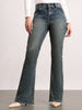 Women's Blue Mid Rise Bootcut Fit Washed Jeans Stretchable