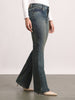 Women's Blue Mid Rise Bootcut Fit Washed Jeans Stretchable