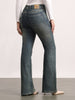 Women's Blue Mid Rise Bootcut Fit Washed Jeans Stretchable