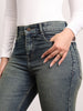 Women's Blue Mid Rise Bootcut Fit Washed Jeans Stretchable