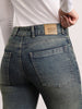 Women's Blue Mid Rise Bootcut Fit Washed Jeans Stretchable