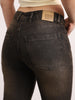 Women's Grey Mid Rise Bootcut Fit Washed Jeans Stretchable