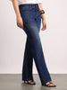 Women's Dark Blue Mid Rise Bootcut Fit Washed Jeans Stretchable