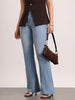 Women's Ice Blue Mid Rise Bootcut Fit Washed Jeans Stretchable