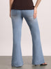 Women's Ice Blue Mid Rise Bootcut Fit Washed Jeans Stretchable