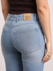 Women's Ice Blue Mid Rise Bootcut Fit Washed Jeans Stretchable