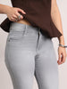 Women's Ice Grey Mid Rise Bootcut Fit Washed Jeans Stretchable