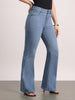 Women's Light Blue Mid Rise Bootcut Fit Washed Jeans Stretchable