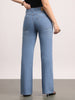 Women's Light Blue Mid Rise Bootcut Fit Washed Jeans Stretchable