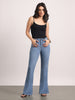 Women's Light Blue Mid Rise Bootcut Fit Washed Jeans Stretchable