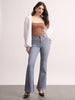Women's Light Grey Mid Rise Bootcut Fit Washed Jeans Stretchable