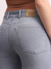 Women's Light Grey Mid Rise Bootcut Fit Washed Jeans Stretchable